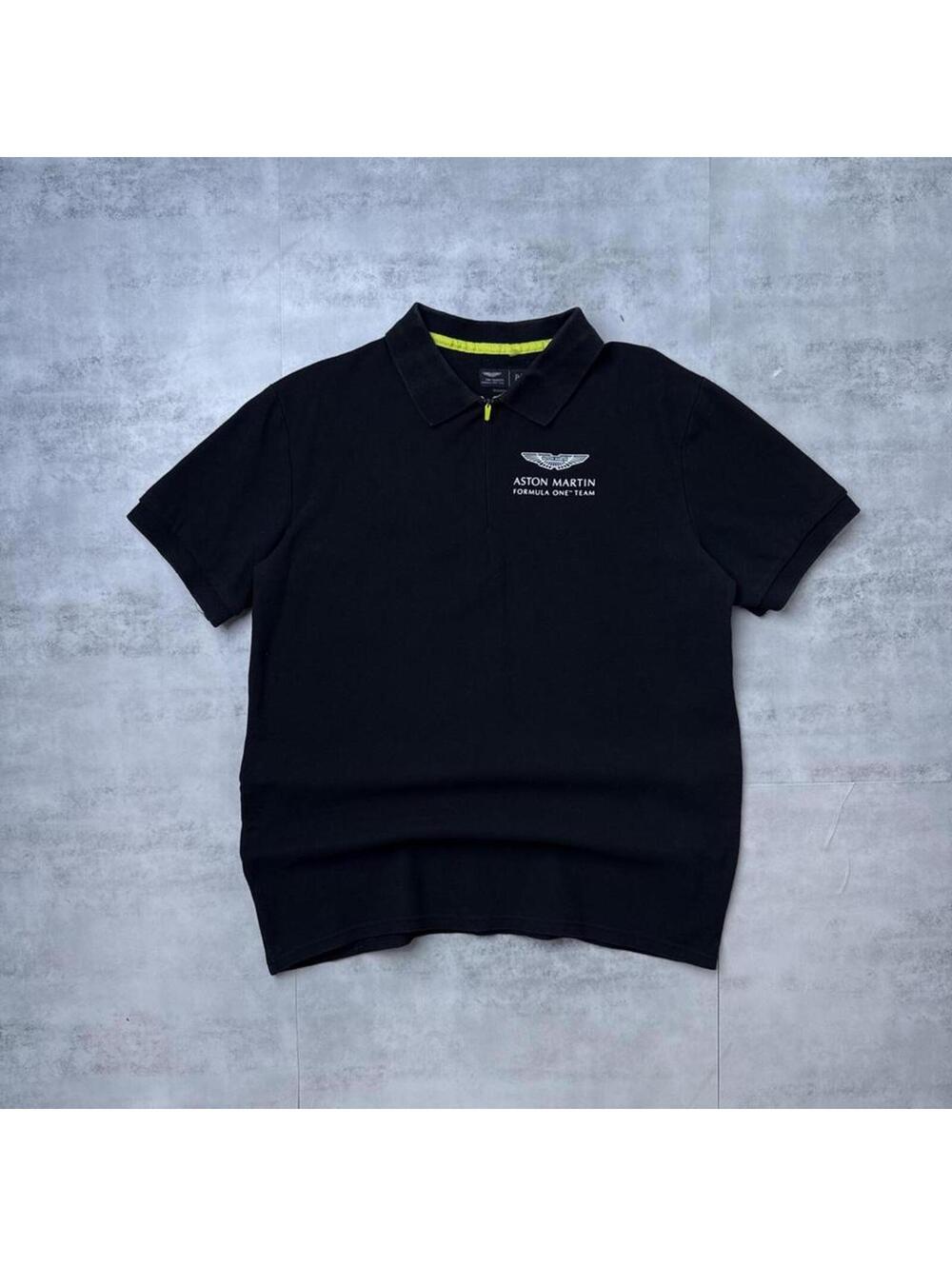 Y2K Aston Martin Formula One 00s Racing black polo shirt